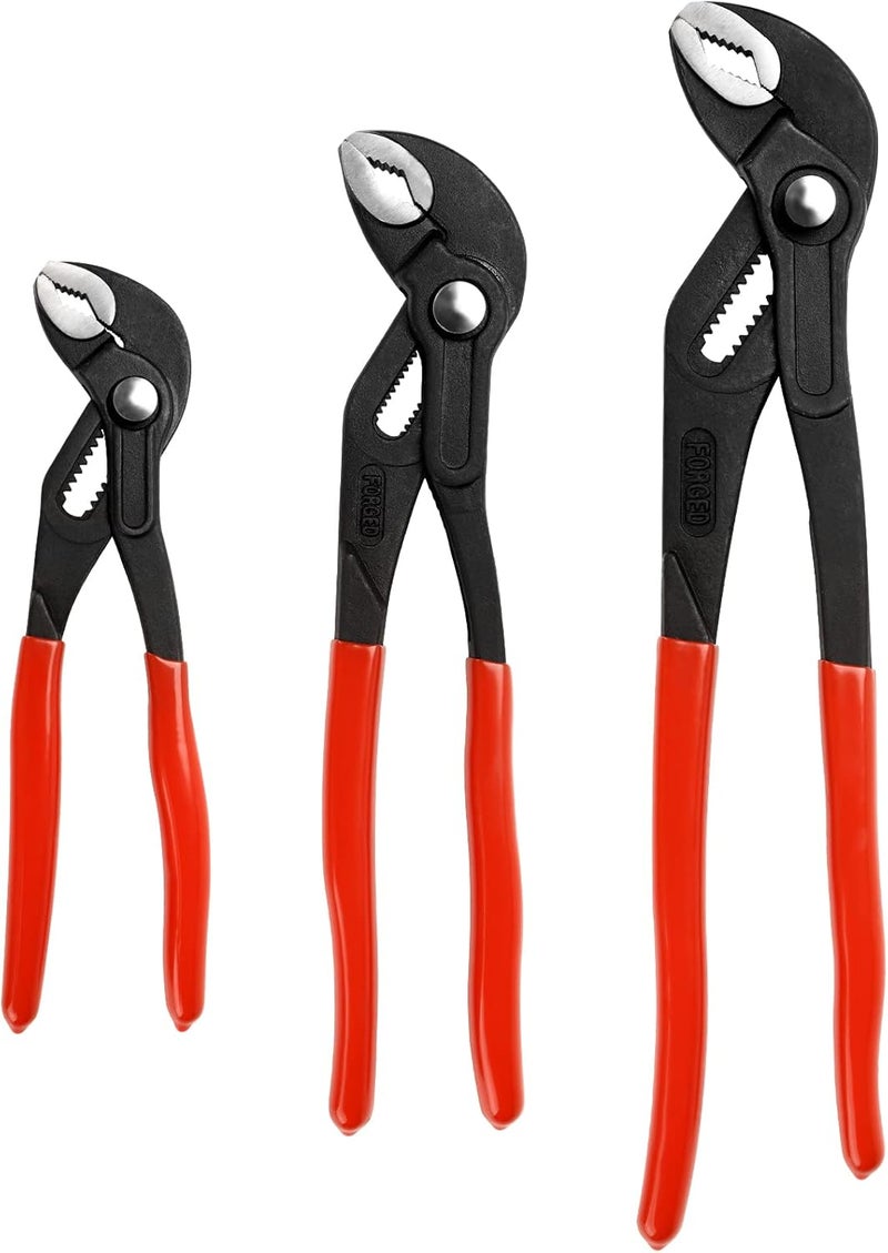 KOWSINDE 3-Piece Groove Joint Pliers Set, Adjustable Water Pump Pliers, V-Jaw Tongue and Groove Pliers, 7-inch, 10-inch, 12-inch - Image 1